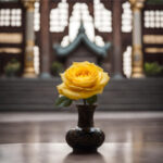 El jarrón y la rosa amarilla